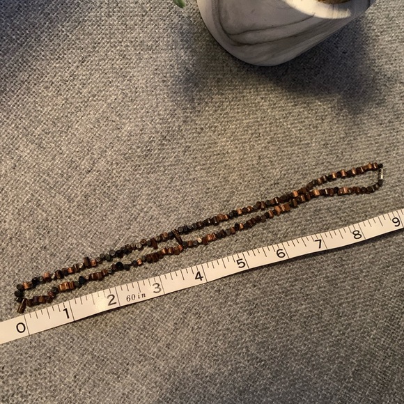 Vintage Glossed Wood Bead Boho Hippie Style Necklace Twist Clasp Jewellry - Picture 4 of 4